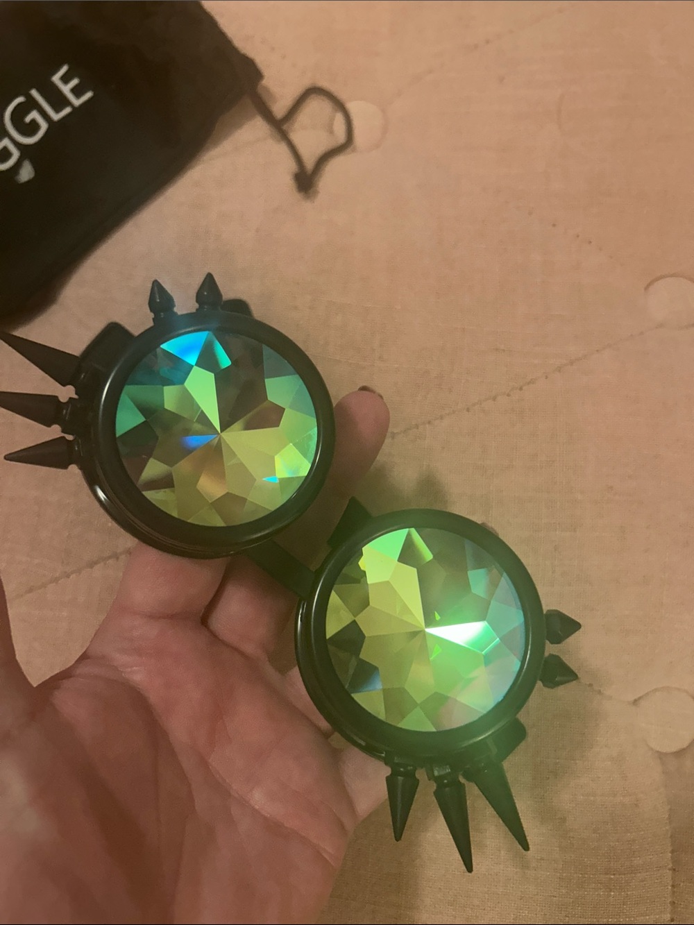 C.F. Goggle Black Iridescent Kaleidoscope Goggles! Fun!